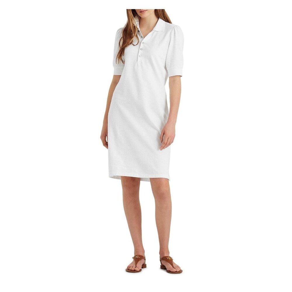 LAUREN RALPH LAUREN Womens White Above The Knee Wear To Work Shift Dress Size M